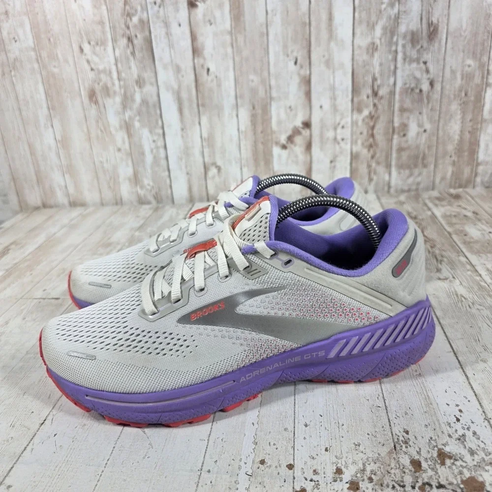 Brooks Adrenaline GTS 22 Womens 10.5 Running Shoes Gray Purple 1203531B105